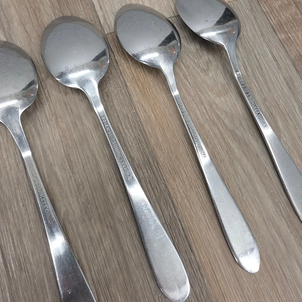 Vintage Rogers Floral Mist 20pc Stainless Flatware Set Service for 4 Rose